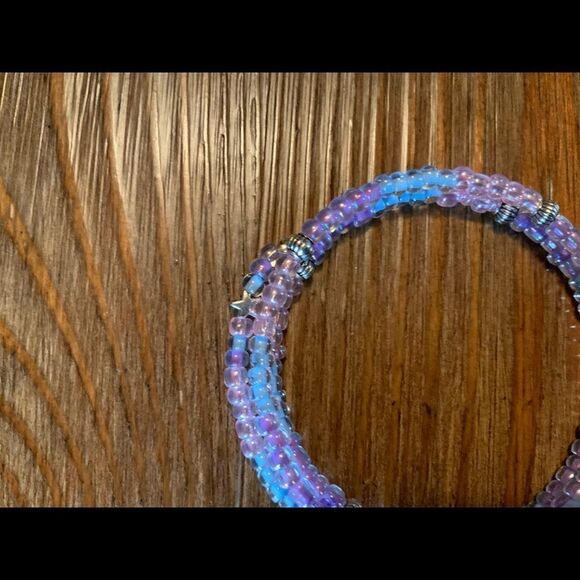 Handmade beaded unicorn wrap bracelet gift for her, memory wire bracelet, charm - Picture 5 of 6
